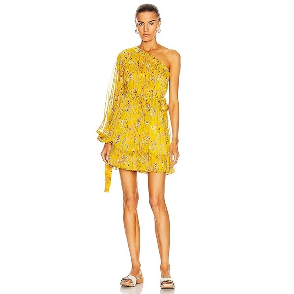 ALEXIS Edyta Floral One-Shoulder Yellow Floral Ruffle Mini Dress - Picture 5 of 10